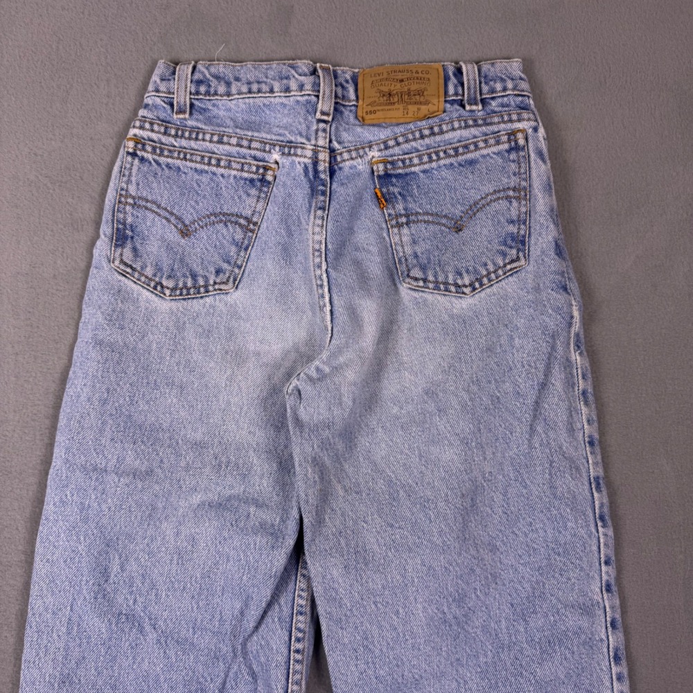 Levi 550 Jeans Custom Peace Sign Flare Hem 14 Light Wash